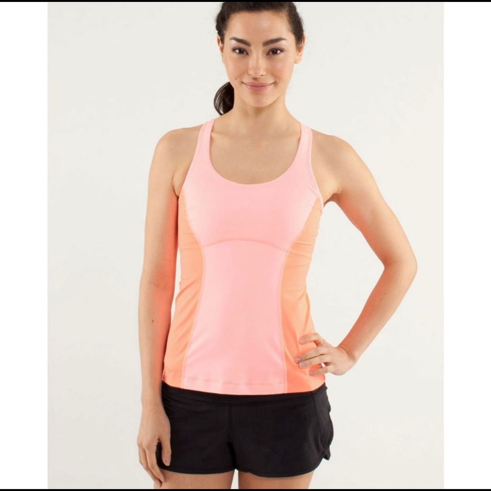 Lululemon Run: Pace Tank Coral Orange Stripe 10